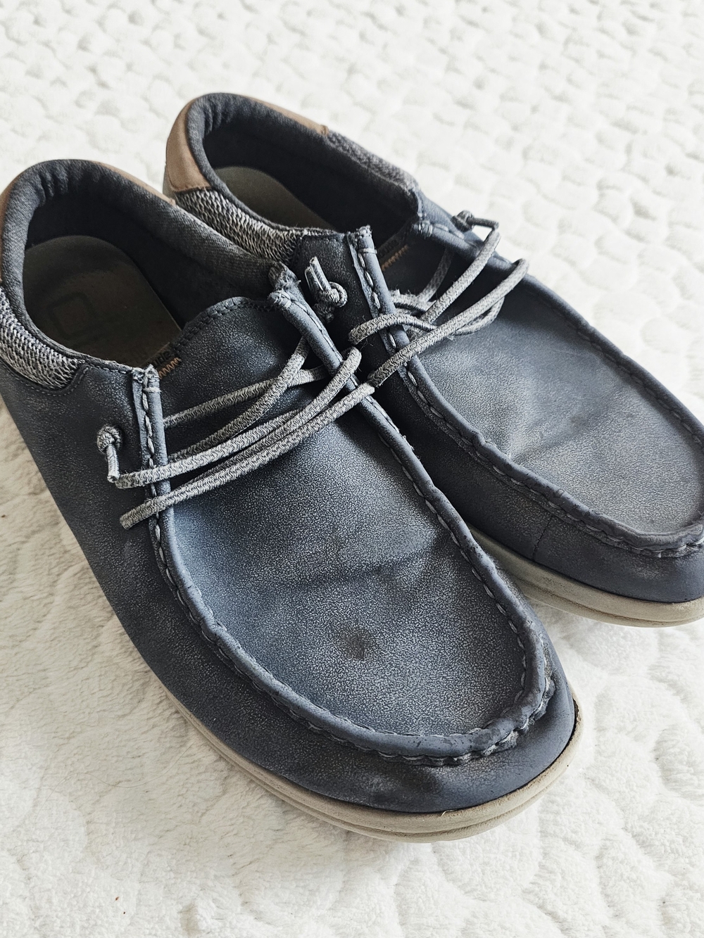Hey Dudes Men's Casual Navy Grey Moc Toe Lace-Up Shoes